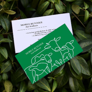 Green & White Mobile Butcher Cattle Farmer  Business Card