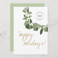 Green White Modern Wreath Business Logo Happy