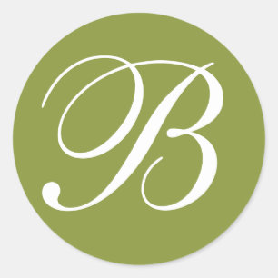 Green & White Monogrammed Wedding Envelope Seals