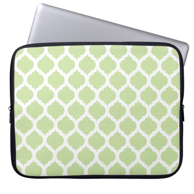 Green & White Moroccan Laptop Sleeve (Front)