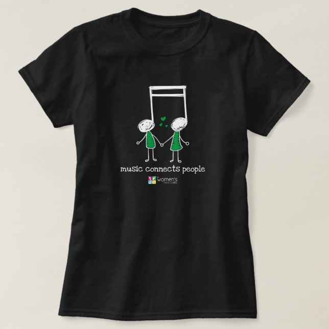 Green & White Music Connects People T-Shirt (Design Front)
