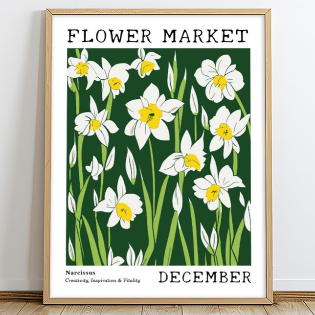 Green White Narcissus December Birth Flower Market Poster (Creator Uploaded)