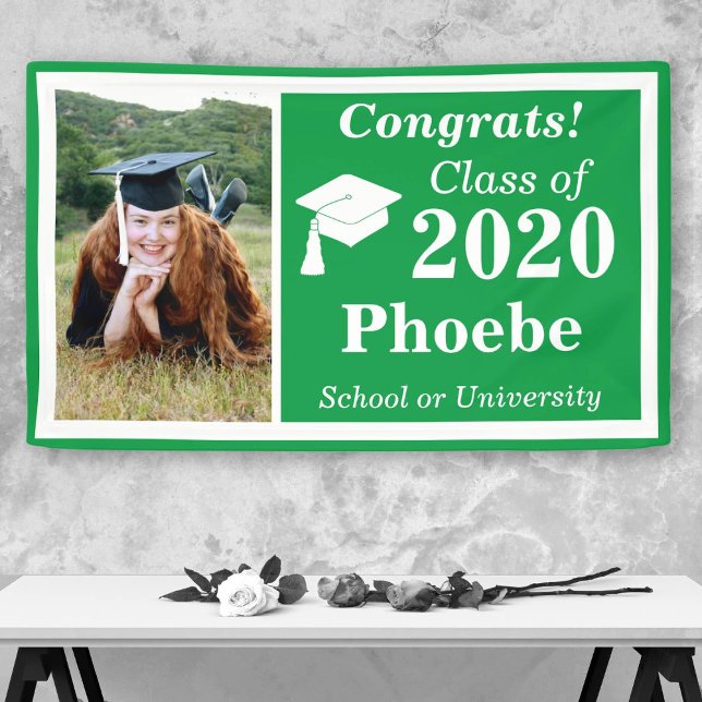 Green White One Photo Class of 2024 Graduation Banner (Creator Uploaded)