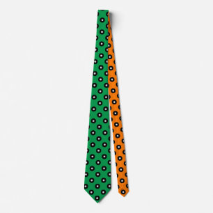 Green White Orange Polka Dot Pattern Tie