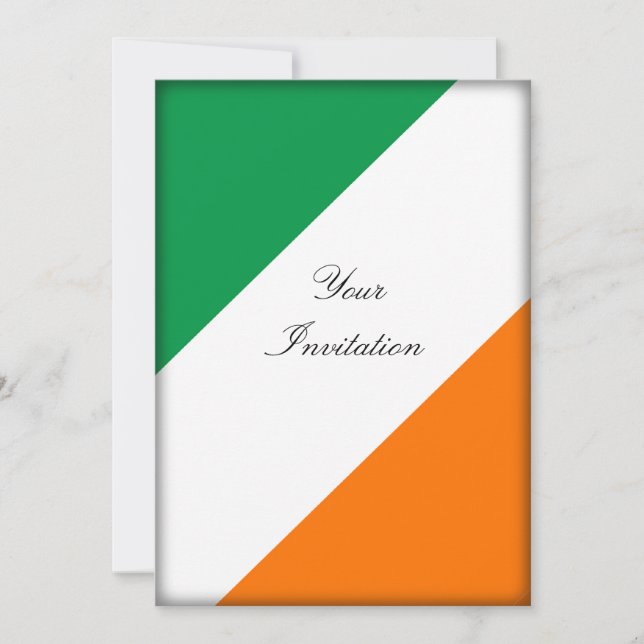 Green White Orange Stripes Invitation (Front)