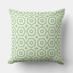 Green white ornament art deco geometry cushion