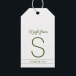 Green White Personalised Modern Name Initial Gift Tags<br><div class="desc">Modern elegant and understated green and white monogram initial gift tags with custom name favour tag in a classic minimal,  professional-looking sans-serif font for a simple and and modern aesthetic,  perfect for Christmas and holiday or Valentine's gifts. Colours are editable with the Design Tool.</div>