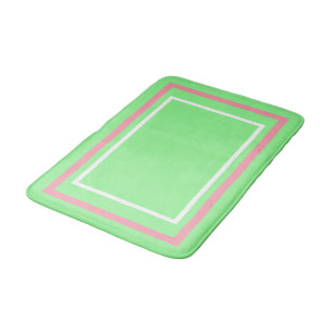 Green White Pink Geometric Bath Mat