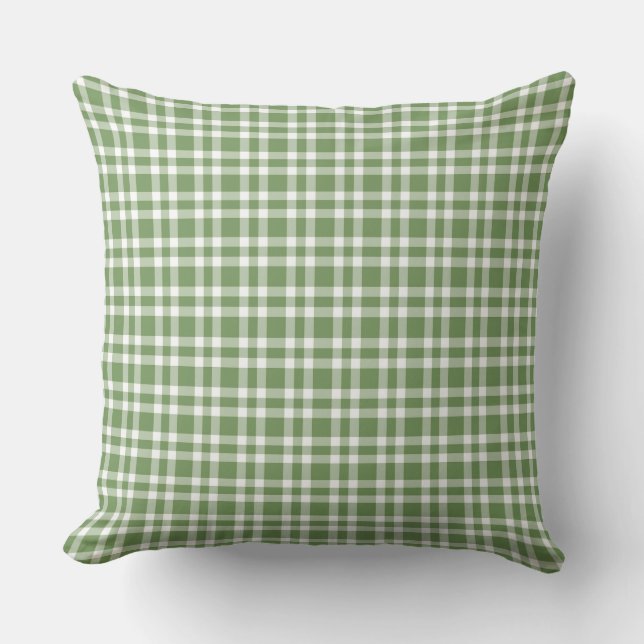 Green White Plaid Pattern Cushion (Front)