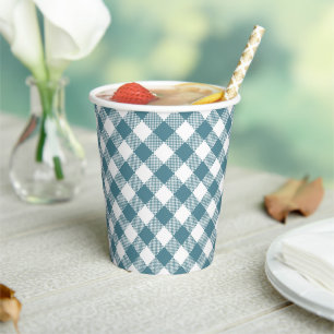 Green White Plaid Pattern  Paper Cups