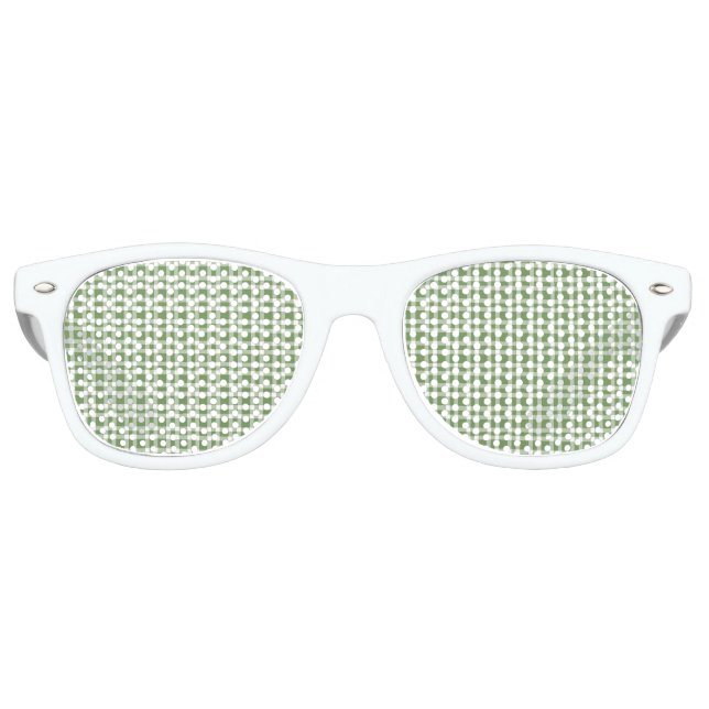 Green White Plaid Pattern Retro Sunglasses (Front)