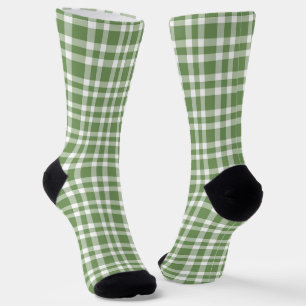 Green White Plaid Pattern Socks