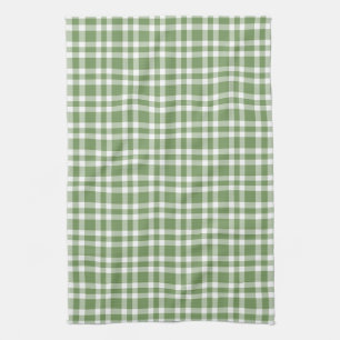 Green White Plaid Pattern Tea Towel