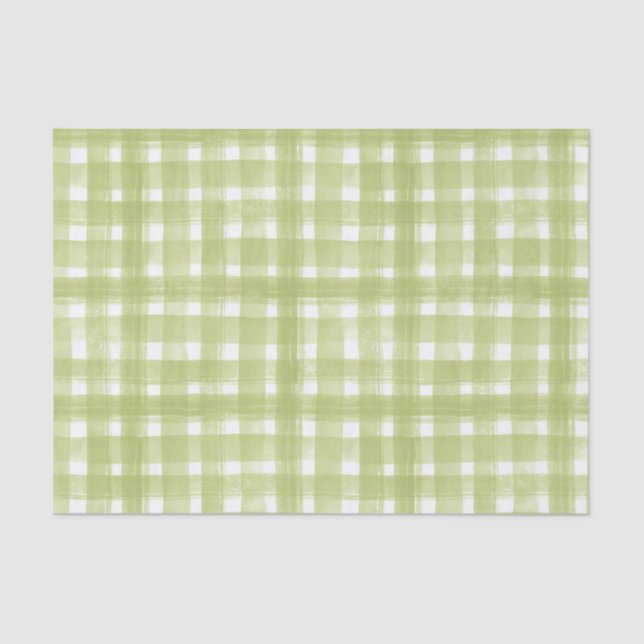 GREEN & WHITE PLAID PATTERN TISSUE PAPER (Front)