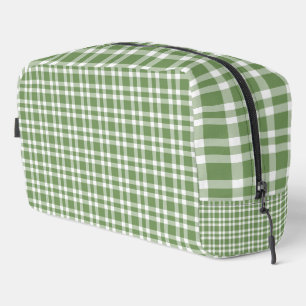 Green White Plaid Pattern Toiletry Bag