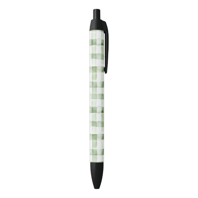Green White Plaid Stripes Black Ink Pen (Bottom (Vertical))