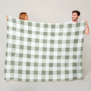Green White Plaid Stripes Fleece Blanket