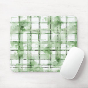 Green White Plaid Stripes Mouse Pad
