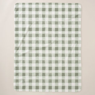 Green White Plaid Stripes   Sherpa Blanket