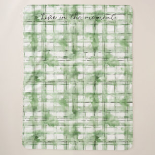 Green White Plaid Stripes Sherpa Blanket