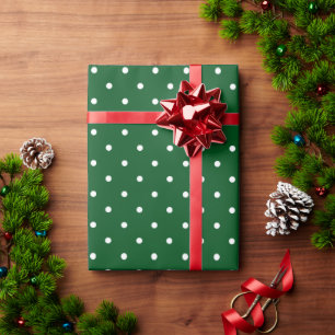 Green White Polka Dot Christmas Wrapping Paper