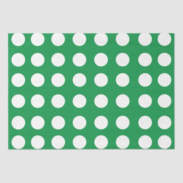 Green White Polka Dot Classic Elegant Tissue Paper (Front)