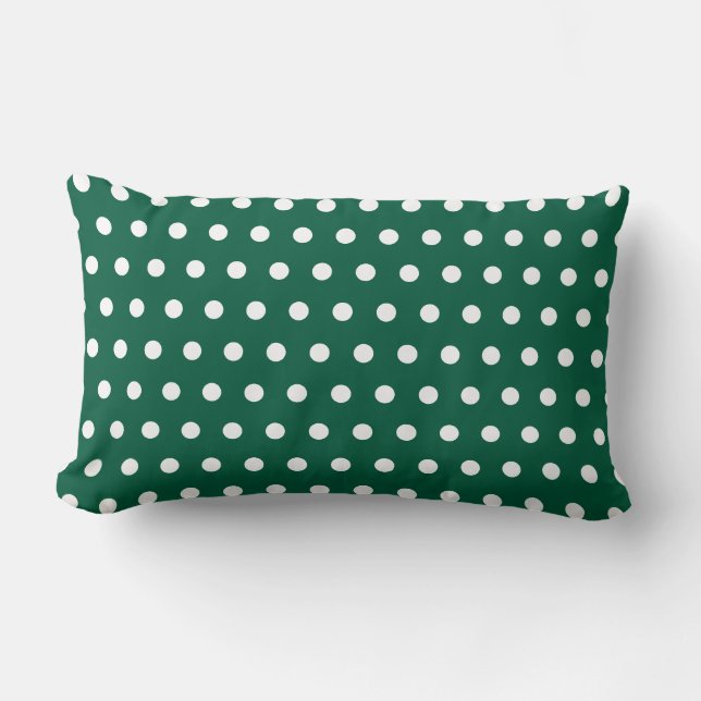 GREEN WHITE POLKA DOT CUSTOMIZED STYLISH SIMPLE LUMBAR CUSHION (Front)