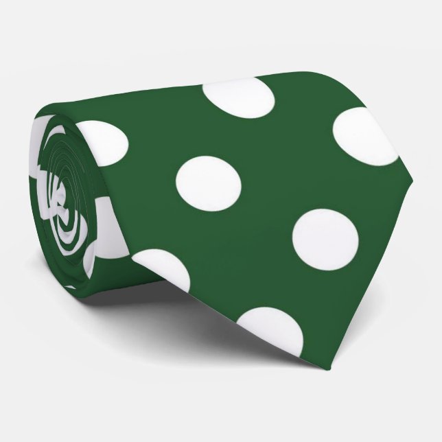 Green white polka dot pattern tie (Rolled)