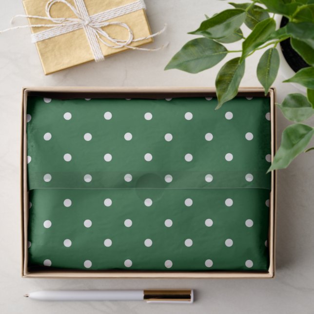 Green White Polka Dots Holiday Tissue Paper (Gift)