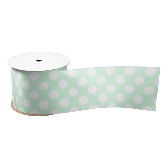Green & White Polkadots Elegant Baby Shower Satin Ribbon (Spool)
