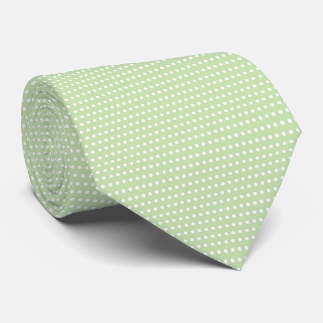 Green & White Polkadots Neck Tie (Rolled)