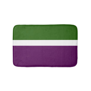 Green White Purple Plain Colour Block Design Bath Mat