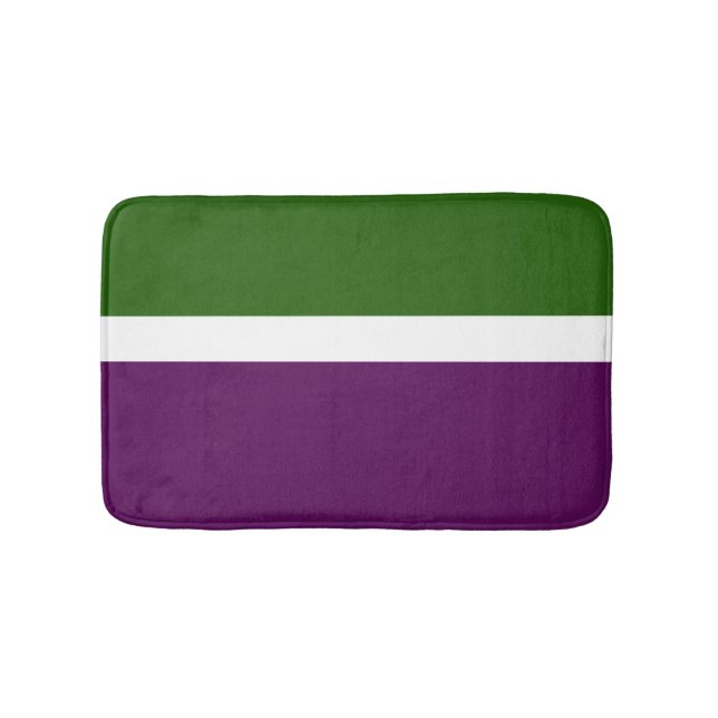 Green White Purple Plain Colour Block Design  Bath Mat (Front)