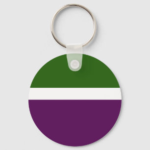 Green White Purple Plain Colour Block Design  Key Ring
