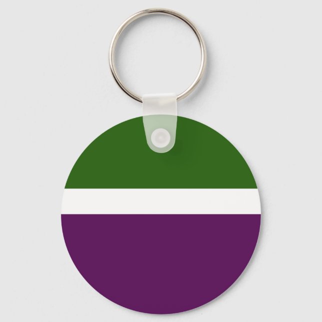 Green White Purple Plain Colour Block Design  Key Ring (Front)