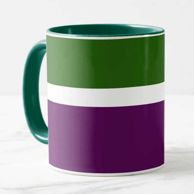Green White Purple Plain Colour Block Design  Mug (Creator Uploaded)