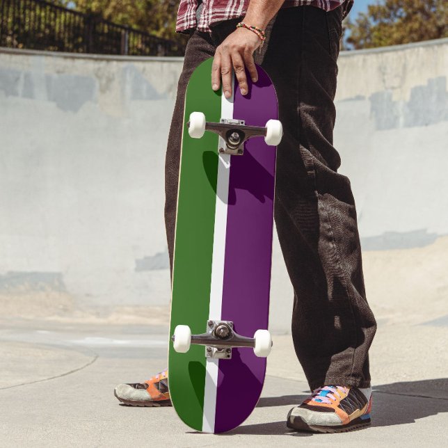Green White Purple Plain Colour Block Design  Skateboard (Creator Uploaded)