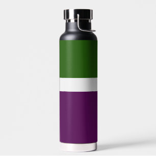 Green White Purple Plain Colour Block Design Water Bottle