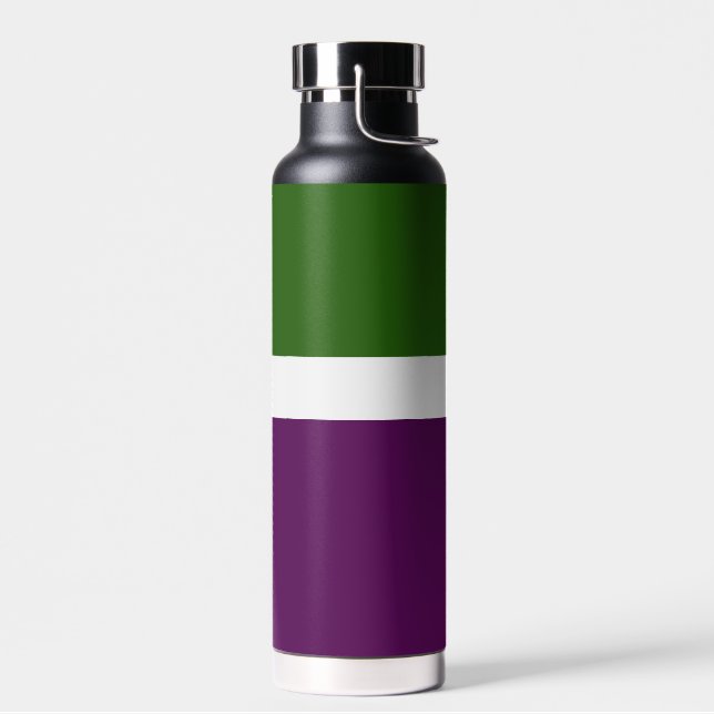 Green White Purple Plain Colour Block Design  Water Bottle (Left)