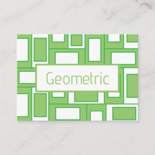 Green White Rectangles Geometric Business Card