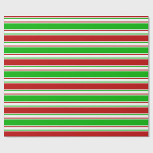 Green, White, Red Christmas Inspired Lines Wrapping Paper
