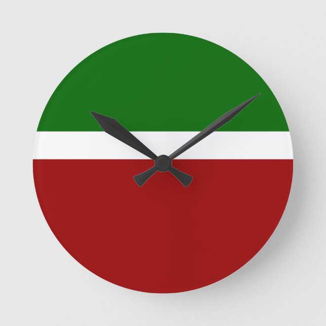 Green White Red Colour Block Style Design  Round Clock (Front)
