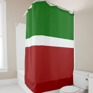 Green White Red Colour Block Style Design  Shower Curtain