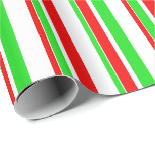 Green, White, Red Coloured Christmas-Inspired Wrapping Paper