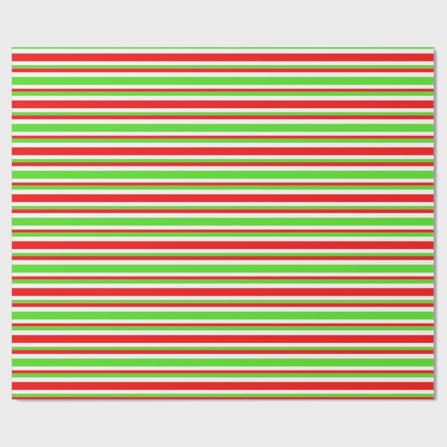 Green, White, Red Coloured Christmas-Inspired Wrapping Paper (Flat)