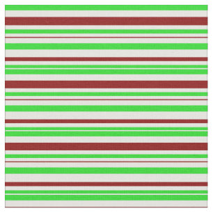 Green, White, Red Coloured Christmas-Themed Lines Fabric