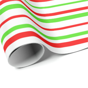 Green, White, Red Coloured Striped/Lined Pattern Wrapping Paper