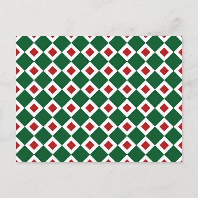 Green, White, Red Diamond Pattern Postcard (Front)