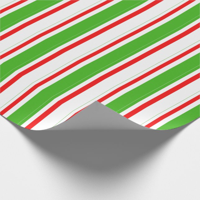 Green, White, Red Striped/Lined Pattern Wrapping Paper (Corner)