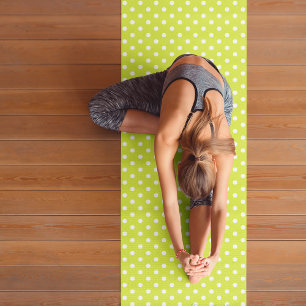 Green White Retro Polka Dots Monogram Exercise Yoga Mat